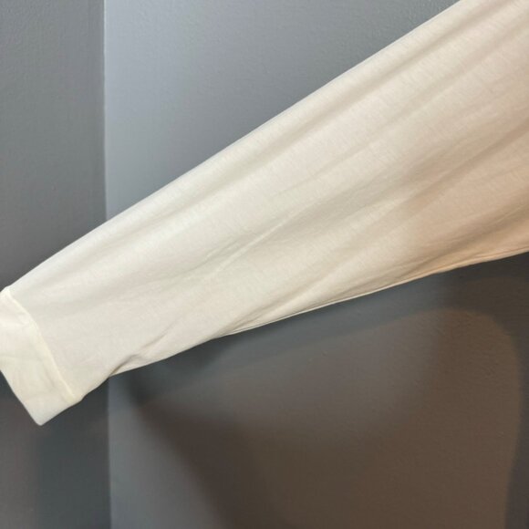 EILEEN FISHER mandarin collar jersey top in white size L - Picture 4 of 8